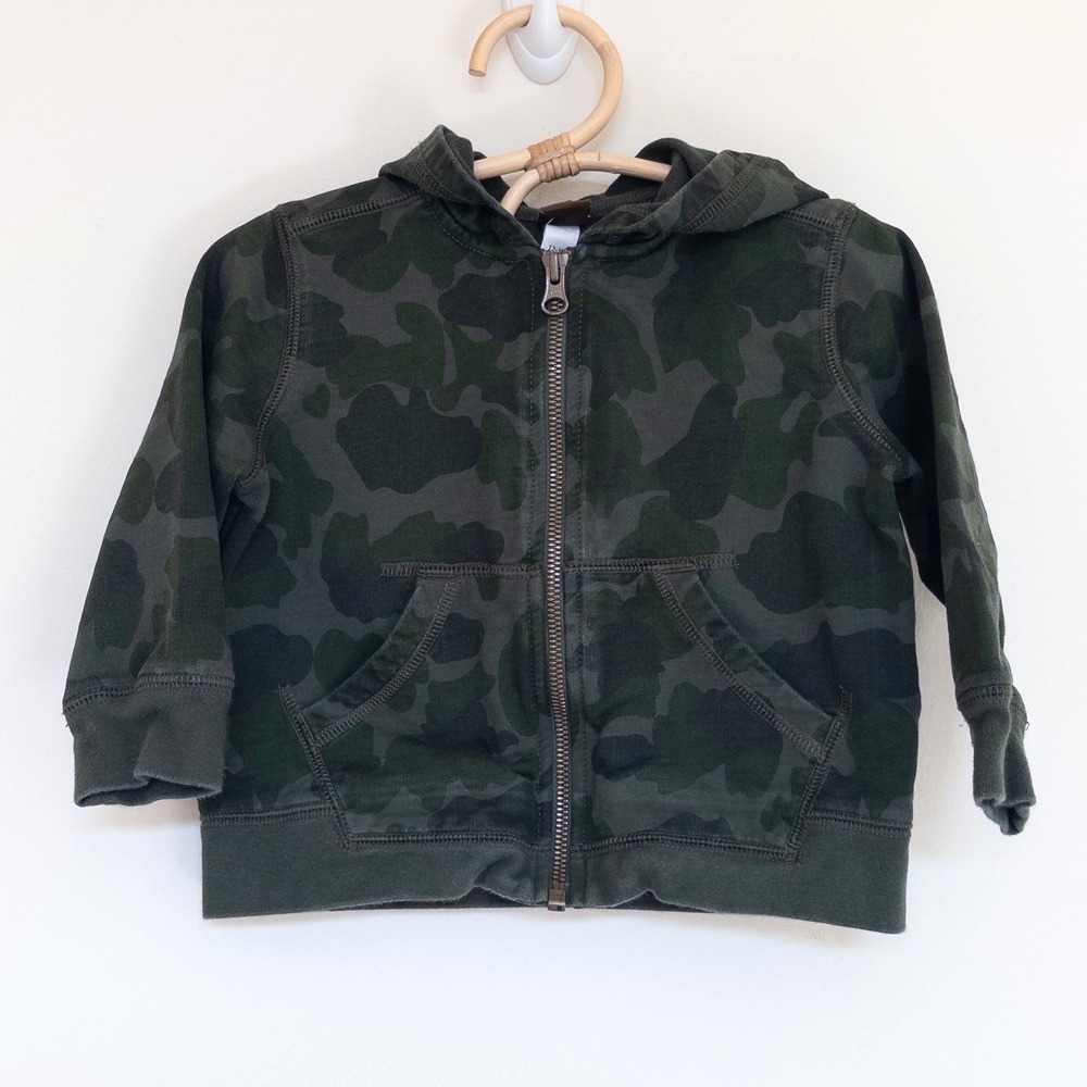Tea Collection Hoodie Green Camouflage Zip Up Sweatshirt Baby 12-18 Months